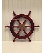 NAUTICALMART 24&quot; WOOD AND BRASS NAUTICAL SHIP WHEEL MARINE DECOR - £69.99 GBP