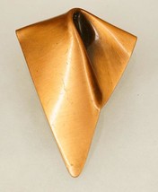 Vintage Artisan Jewelry Solid COPPER MCM Mid Century Modernist Folded Brooch Pin - £27.29 GBP
