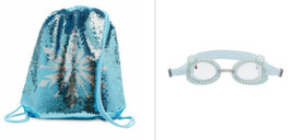 Disney Store Frozen Elsa Snowflake Sequin Swim Bag &amp; Jeweled Goggles Girls NEW - £19.17 GBP