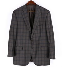 Peter Millar Sport Coat 46T Brown Blue Plaid 100% Wool Blazer Jacket 2 Button - $83.83