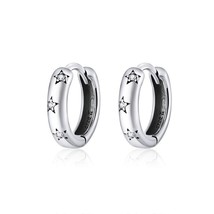 bamoer Silver 925 Jewelry Spraking Star Minimalist Ear Hoops Earrings for Women  - £17.41 GBP