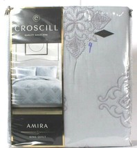 Croscill Amira Soft Blue King Quilt 104" X 90" 100% Cotton Machine Washable - £113.50 GBP