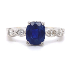 2.13ct Genuine Natural Sapphire Platinum Ring with Diamonds Jewelry (#J5779) - £1,305.59 GBP