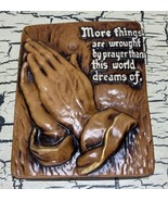 Vintage Christian Praying Prayer Hands Ceramic Chalkware Wall Plaque Hom... - $17.07 CAD