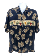 Croft &amp; Barrow Mens Sz L Aloha Shirt Hawaiian Pineapple Print Tropical V... - £14.26 GBP