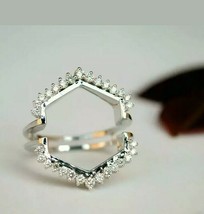 0.75Ct Rund Künstlicher Diamant Schutz Wickel Verstärker Ring 14K Weiß Vergoldet - £52.08 GBP