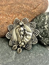 Madonna antique silver pin, antique silver brooch, religious pins, religious bro - £7.86 GBP