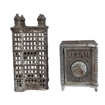 c1910 Cast Iron Still Bank Building and Star Safe - $153.45