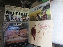 Vintage lot of 4 Movie Soundtrack Vinyl LP Albums Arthur Out Africa Big Chill - £14.46 GBP
