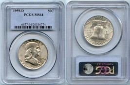 1959-D Franklin Half Dollar (MS-64) PCGS Silver Half Dollar 120048   - £51.54 GBP