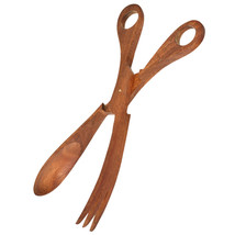 Stylish Hand Carved Salad or Bread Palm Wood Scissor Tongs - £12.49 GBP