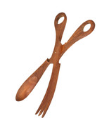 Stylish Hand Carved Salad or Bread Palm Wood Scissor Tongs - £15.52 GBP