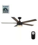 Home Decorators Merwry 56 in. Integrated LED Indoor Matte Black Ceiling Fan - $2,345.50 MXN