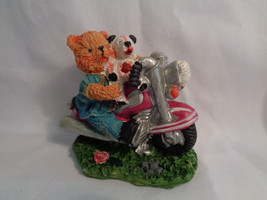 Mini Resin Bear on Hot Pink &amp; Silver Motorcycle Figure - $2.51