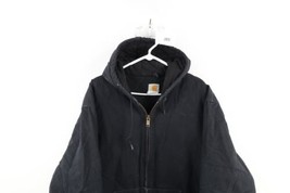 Vintage Carhartt Mens 3XLT Distressed Quilt Lined Hooded Full Zip Jacket Black - £93.41 GBP