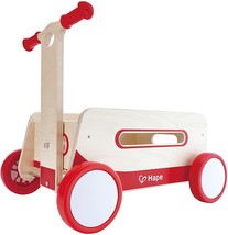 Hape Red Wonder Wagon Wooden Push and Pull Toddler Ride On Balance 4 Wheels Walk - £83.69 GBP