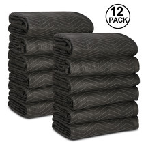 12 Pack Moving Blankets 80" X 72" Pro Economy Black Shipping Furniture Pads - £108.66 GBP