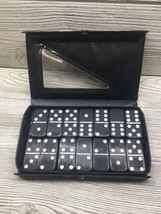 Double Six Standard Black Dominoes 27 Vintage Dominoes 28 Set W Case Mis... - $6.92