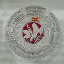 Echt Bleikristall Crystal Ashtray With Ruby Red Background and Etched Bird - Hea - £39.92 GBP