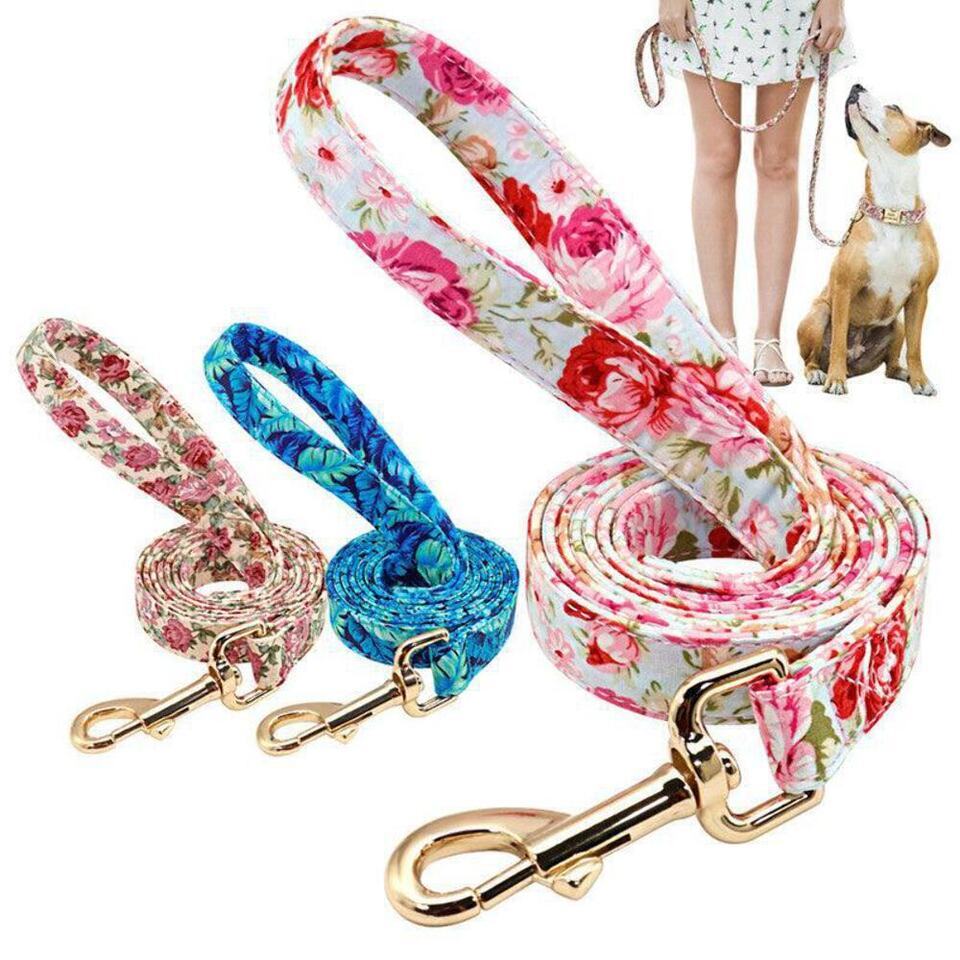 Nylon Floral Dog Walking Rope - Stylish And Sturdy Leash For Your Pup - £21.54 GBP