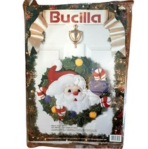 Bucilla Holly Jolly Santa Felt Wreath Kit New Pkg 18&quot; Finished Size 83028 VTG 93 - £33.48 GBP