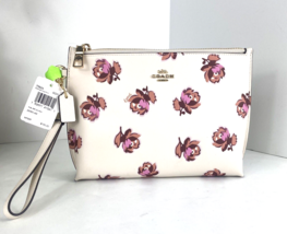 Coach Charlie Wristlet Floral Print Large White Leather Pink 79824  B23 - £102.86 GBP