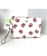 Coach Charlie Wristlet Floral Print Large White Leather Pink 79824  B23 - £102.29 GBP