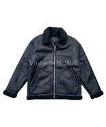 Abercrombie Fitch Mens Black Relaxed Fit Vegan Faux Suede Sherpa Aviator... - $84.74 CAD