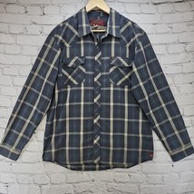 Quiksilver Western Shirt Mens sz L Large Gray Plaid Pearl Snap Long Sleeve  - £15.56 GBP