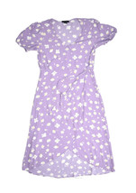 Sanctuary Anthropology Purple Floral Short Sleeve Wrap Dress Womens 14 R... - $20.51