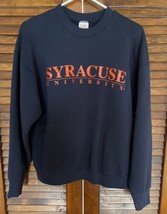 Vintage Syracuse Crewneck Sweatshirt 90s University Pullover Navy Blue Stains - £19.94 GBP