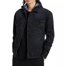 John Varvatos Collection Men's Tyler Trucker Jacket Removable Hoodie Blue Black - £117.38 GBP
