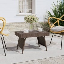 Outdoor Garden Patio Porch Poly Rattan Foldable Side Sofa Coffee Table Folding - £55.53 GBP