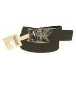 MICHAEL KORS Women’s Twist Reversible Black Gray MK Logo Belt Gold Buckle M - $47.95 CAD