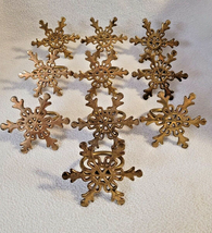 Set 10 Gold Tone Snowflake Holiday Christmas Napkin Rings Dinner Decor Party - $24.24