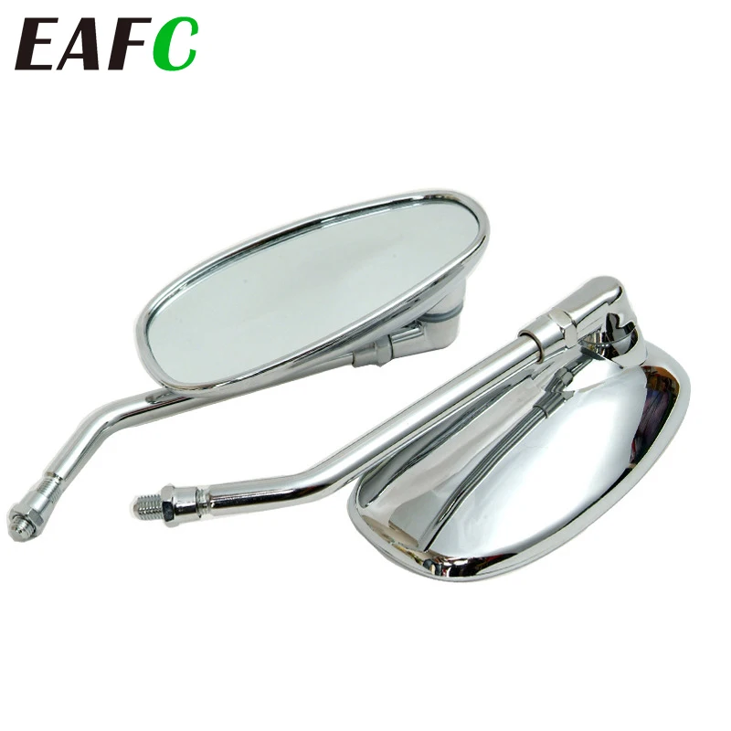 1Pair 10mm Motorcycle Mirror Chrome Oval Retro Rearview Side Mirrors E-Bike - £17.19 GBP