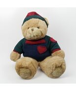 Commonwealth Teddy Bear Plush Embroidered Sweater Vtg 90s Brown Stuffed ... - $335.22 MXN