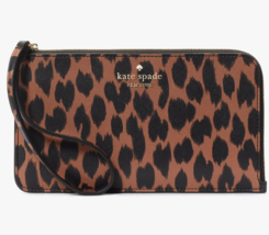 Kate Spade Lucy Saffiano Leopard L-Zip Wristlet KE636 Leopardo Cheetah NWT FS - £42.81 GBP