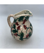 Vtg 1995 Gail Pittman Cream And Red Poppy Pottery Pitcher Signed Dated 6... - $37.97 CAD