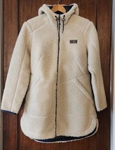 LL Bean Womens Mountain Pile Fleece Coat Petite Medium Natural Hooded Sherpa - $79.19