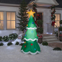 HOME ACCENTS 7 Foot Airblown Inflatable Christmas Tree w/ Star LED Lit NEW - £38.89 GBP