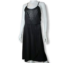 Vintage Black Disco Dress With Silver Glitter Size 9 - £200.45 GBP