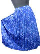 Vintage Leslie Fay Women&#39;s Blue Pleated Floral Midi Skirt Size 16 - $29.99