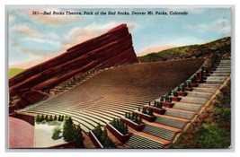 Red Rocks Theatre Denver Mountain Lakes Colorado CO  UNP Linen Postcard XA7 - $2.92