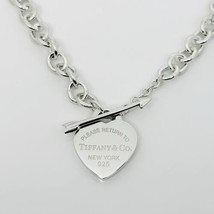 RARE 18&quot; Please Return to Tiffany Lovestruck Heart Tag Arrow Toggle Necklace - £683.83 GBP