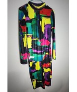 Shein SXY mock Neck Brush Stroke Print Bodycon Dress LARGE Multicolor - €12,44 EUR
