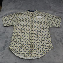 Bugle Boy Shirt Mens L Beige Short Sleeve Button Up Collar Casual Canvas Cotton - $19.68