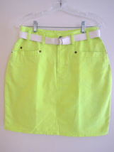 Ladies Mini Skirt Size L Jean Style Skirt + Belt - Bright Green The Limited NWOT - $14.40