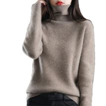 Gray Womens Turtleneck Long Sleeve Sweater Jumper Tops - $35.60