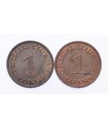 1876-A &amp; 1892-A Allemagne 1 Pfennig plein De 2 Pièces (au-Unc État) - $928.02 MXN